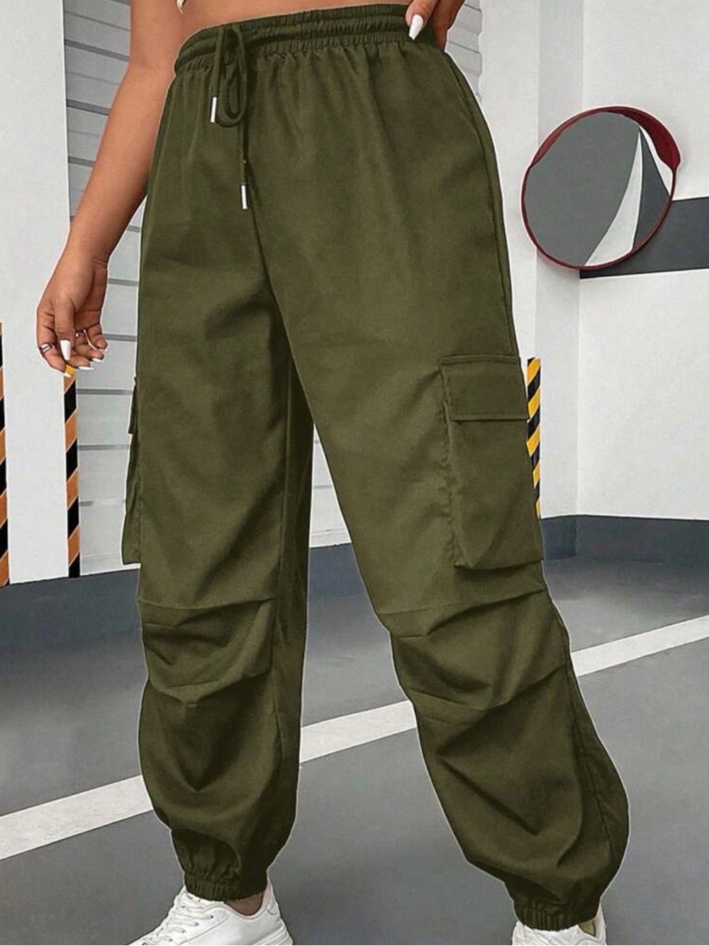 Army Green Cargo Jogger Pants for Women